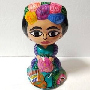 Frida Kahlo Ceramic Handcrafted Painted Money Coin Piggy Bank